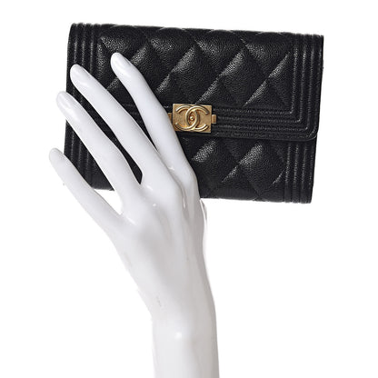 Chanel Caviar Quilted Medium Boy Flap Wallet Black 2 of 9