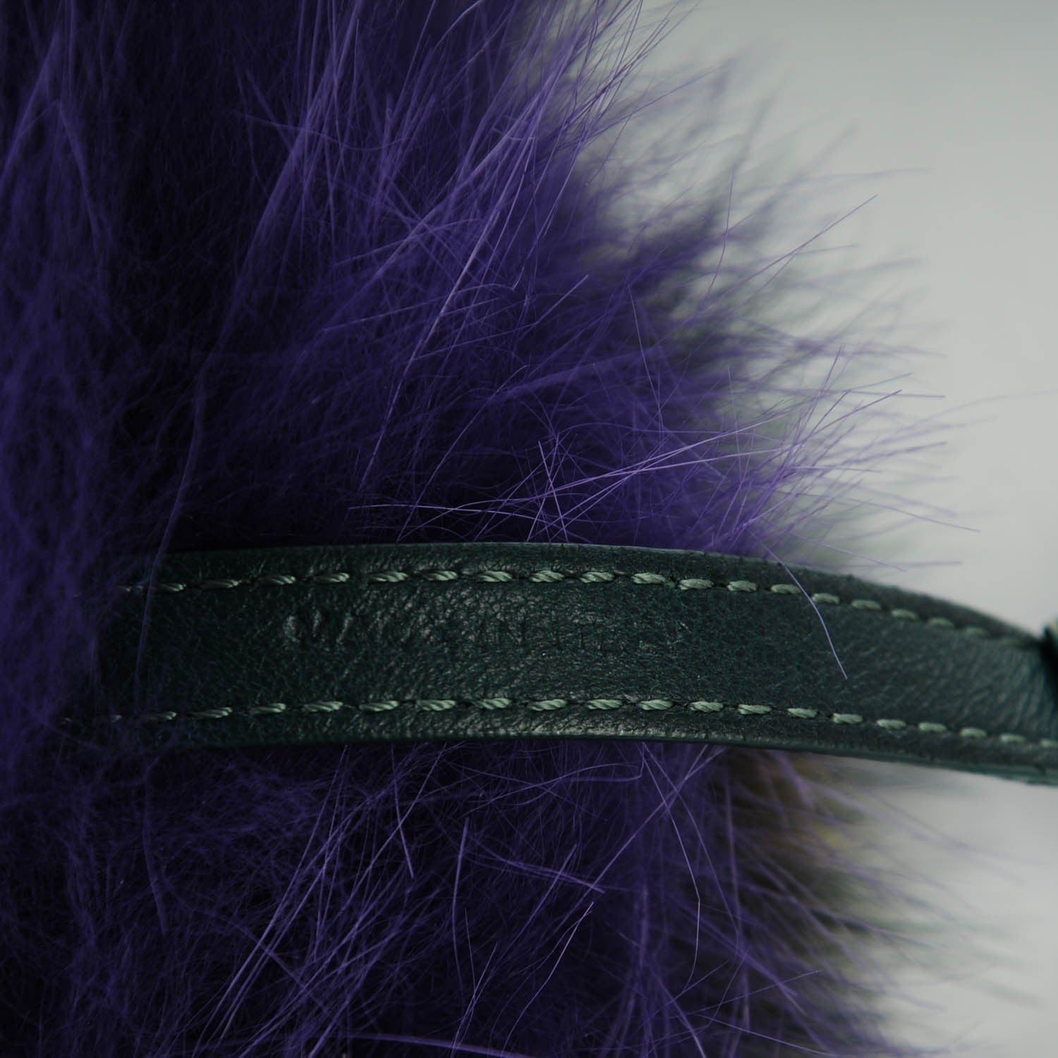 Fendi Fox Fur Shiny Nappa Rainbow Pom Pom Bag Charm Ametista Multicolor Grigio 4 of 5