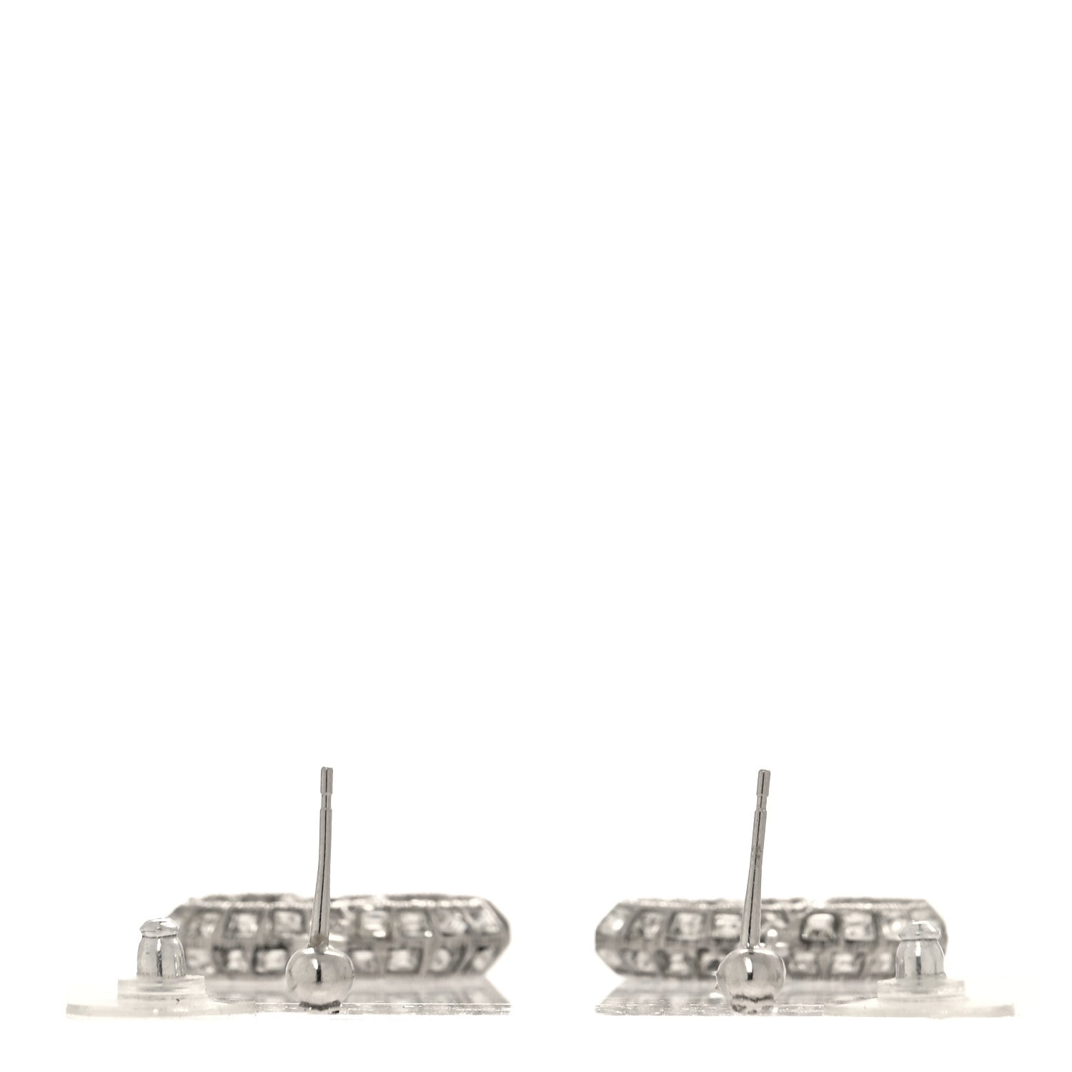 Chanel Baguette Crystal CC Drop Earrings Silver 3 of 4