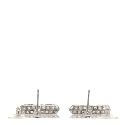 Chanel Baguette Crystal CC Drop Earrings Silver 3 of 4