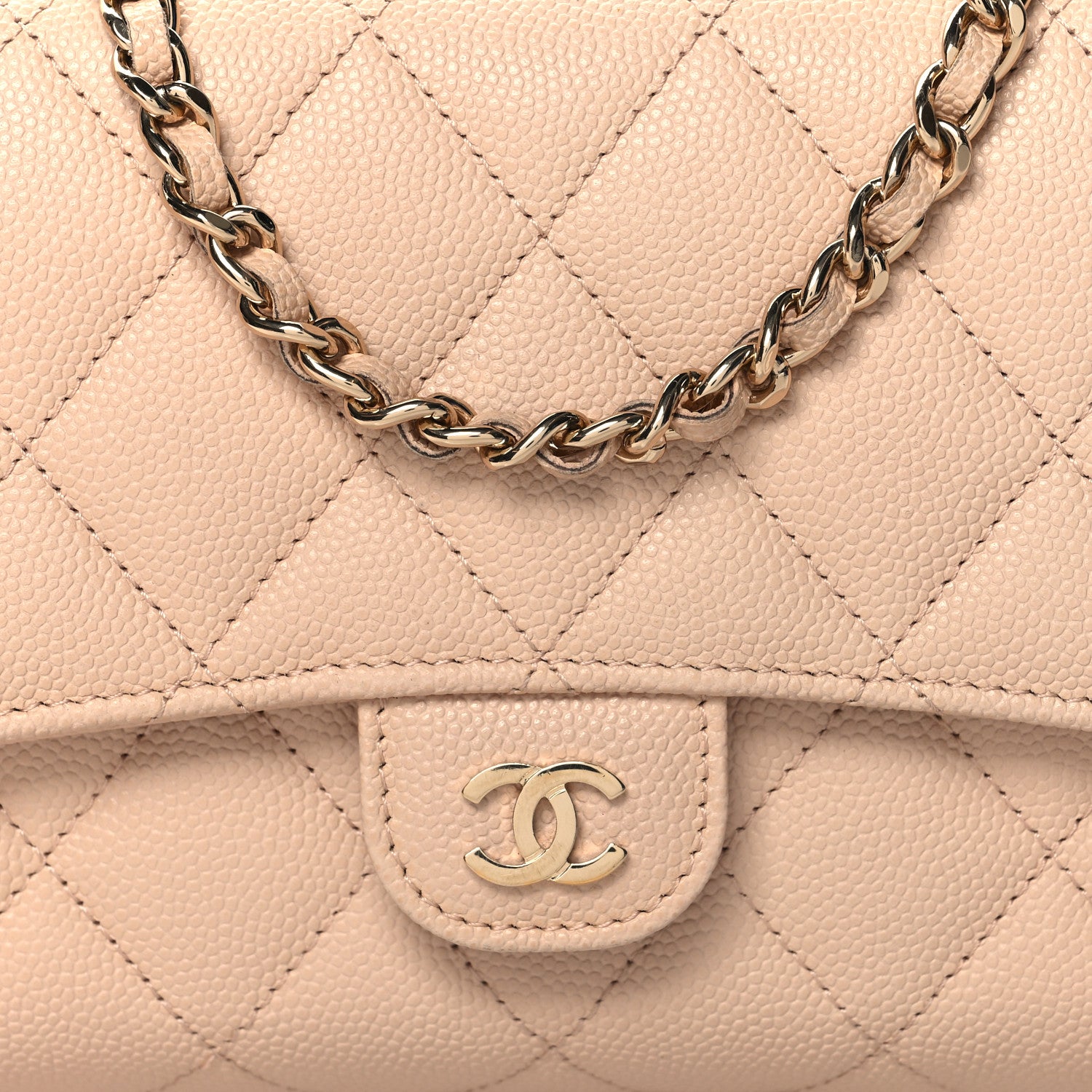 Chanel Caviar Quilted Phone Holder Wallet on Removable Chain Light Beige 11 of 13