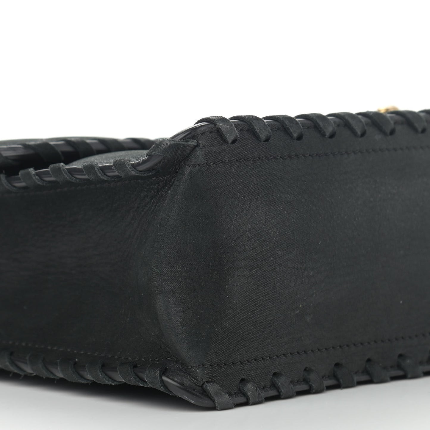 Iridescent Calfskin Jumbo Happy Stitch Flap Black