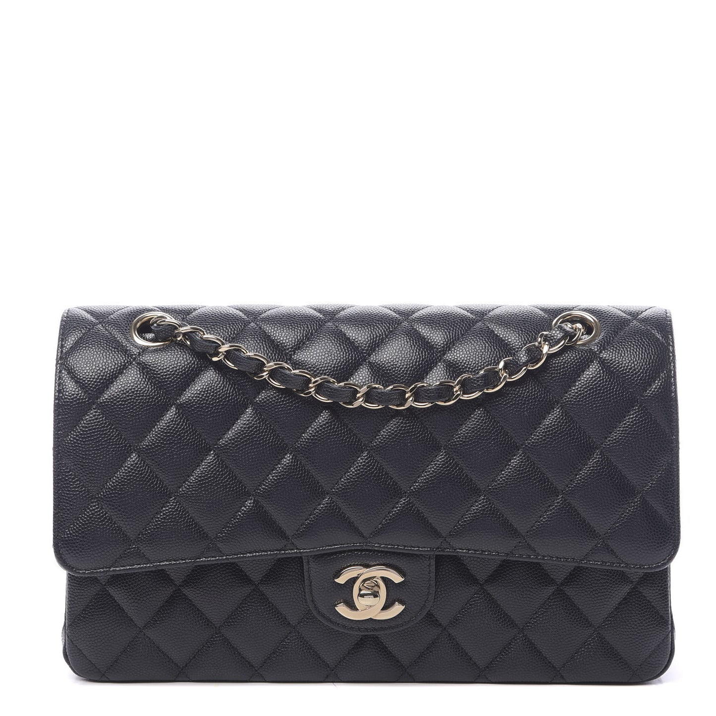 Caviar Quilted Medium Double Flap Navy
