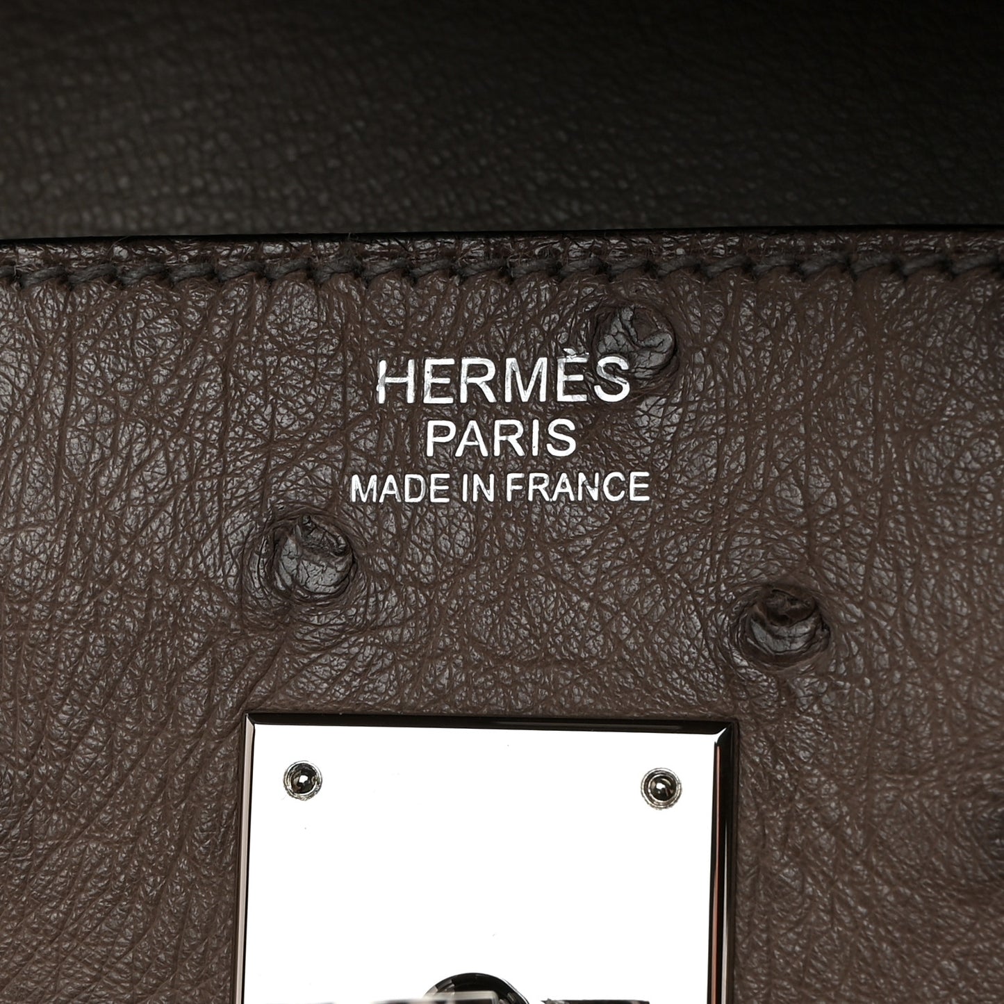 Ostrich Birkin 30 Gris Tourterelle