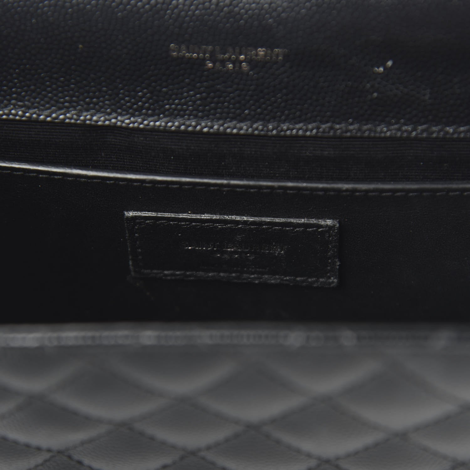Saint Laurent Grain De Poudre Textured Mixed Matelasse Triquilt Medium Monogram Satchel Black 8 of 9