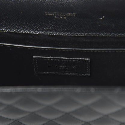 Saint Laurent Grain De Poudre Textured Mixed Matelasse Triquilt Medium Monogram Satchel Black 8 of 9