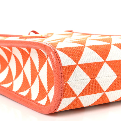 Prada Jacquard Saffiano Triangolo Symbole Embroidered Micro Tote Orange White 8 of 9