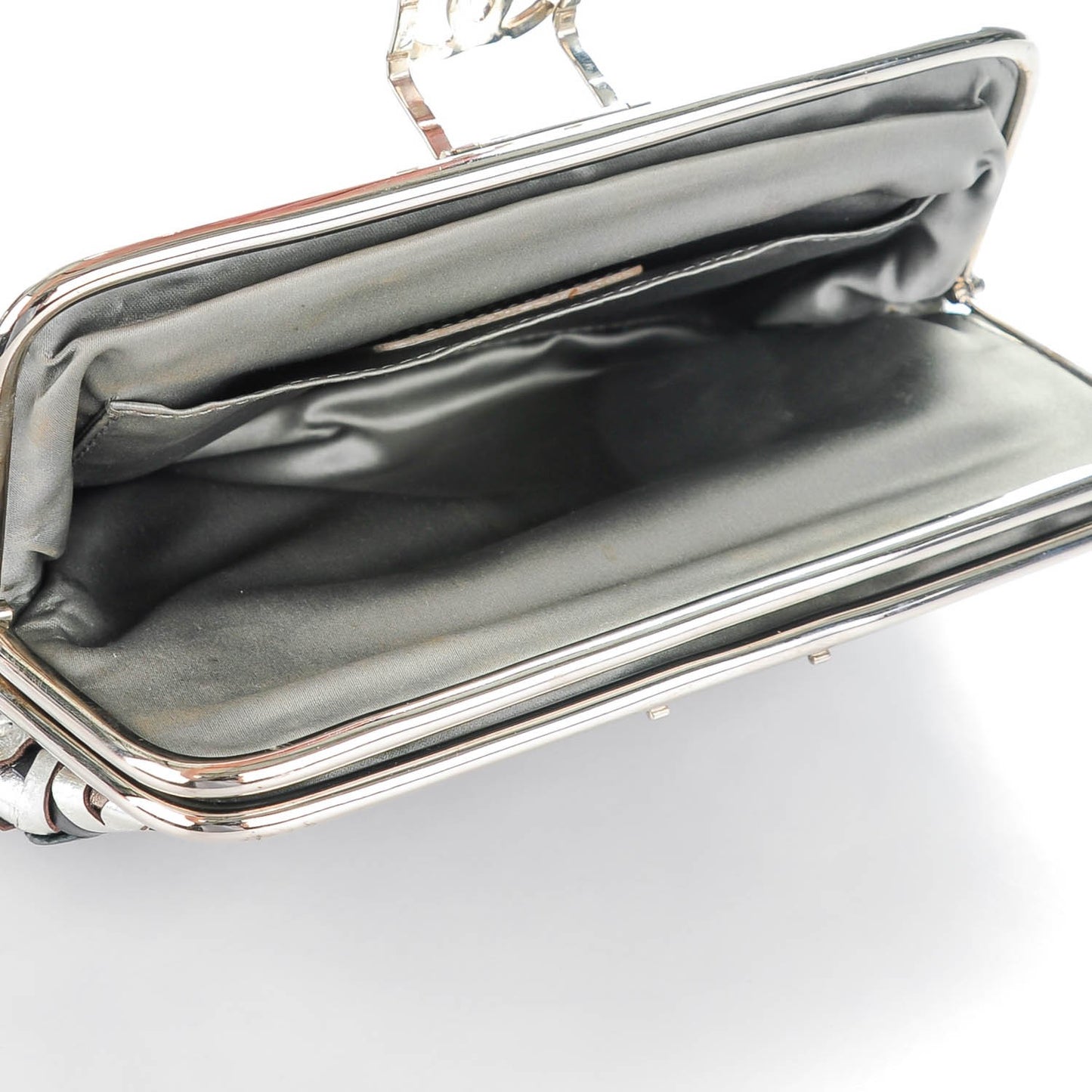 Crackled Calfskin CC Mix Frame Clutch Bronze
