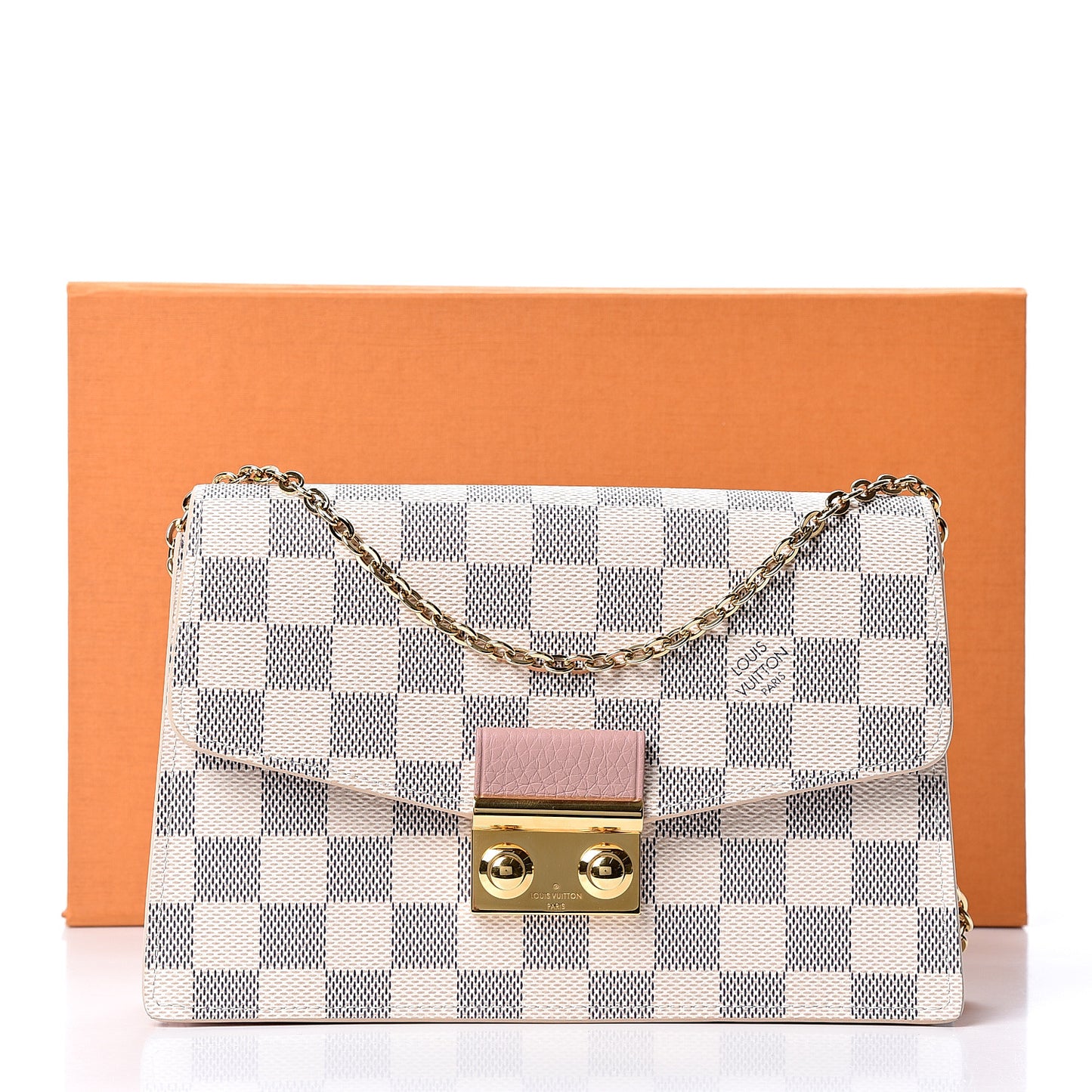 Damier Azur Croisette Chain Wallet Rose Ballerine