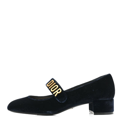 Christian Dior Velvet Baby-D Ballet Pumps 38 Deep Blue 1 of 8