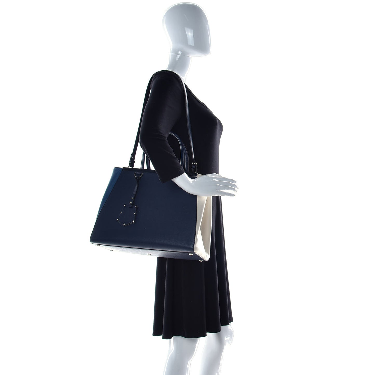 Vitello Elite Colorblock Regular 2Jours Tote Blackboard Cobalto White