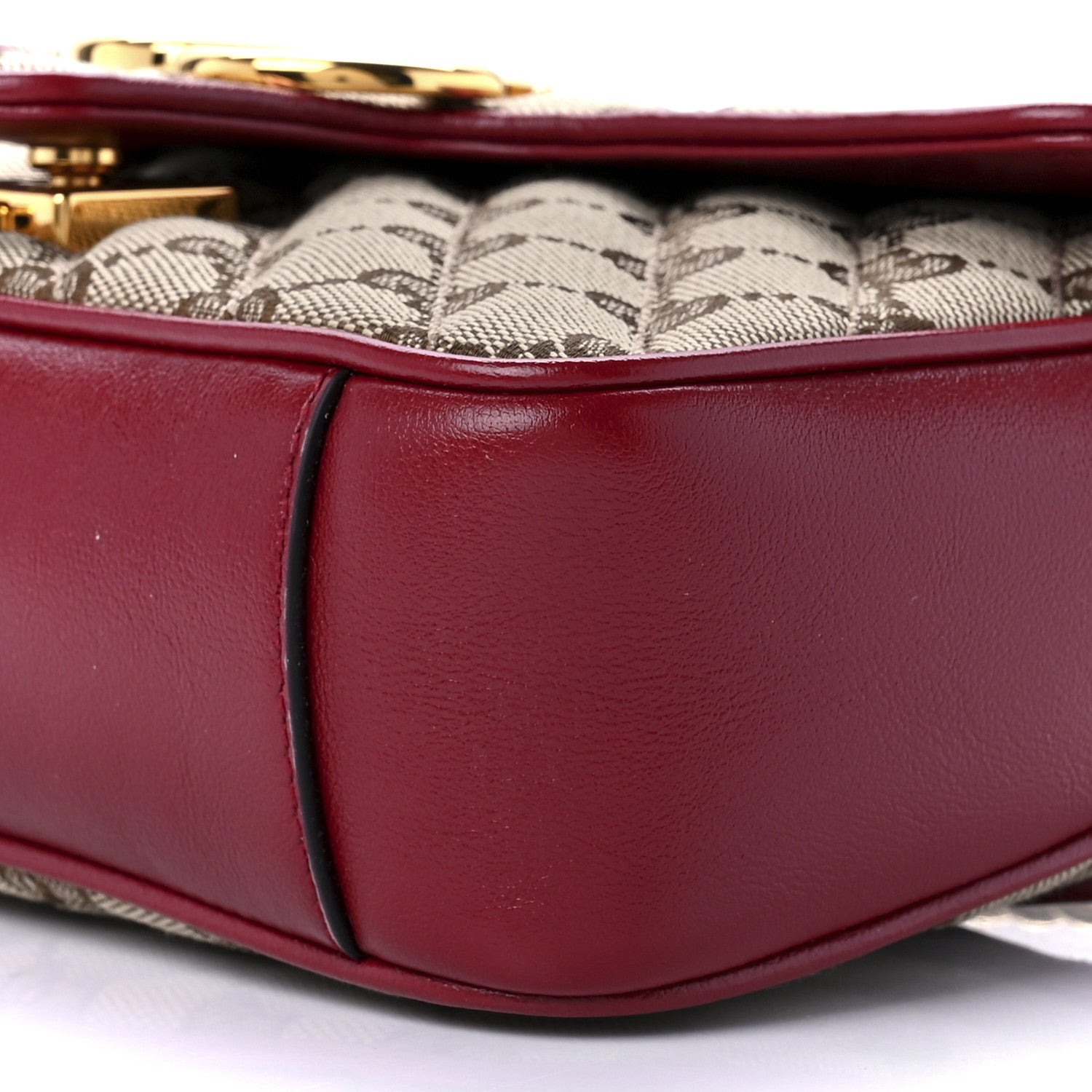 Gucci Monogram Azalea Calfskin Matelasse Diagonal Mini GG Marmont Shoulder Bag Beige Ebony New Cherry Red 9 of 9