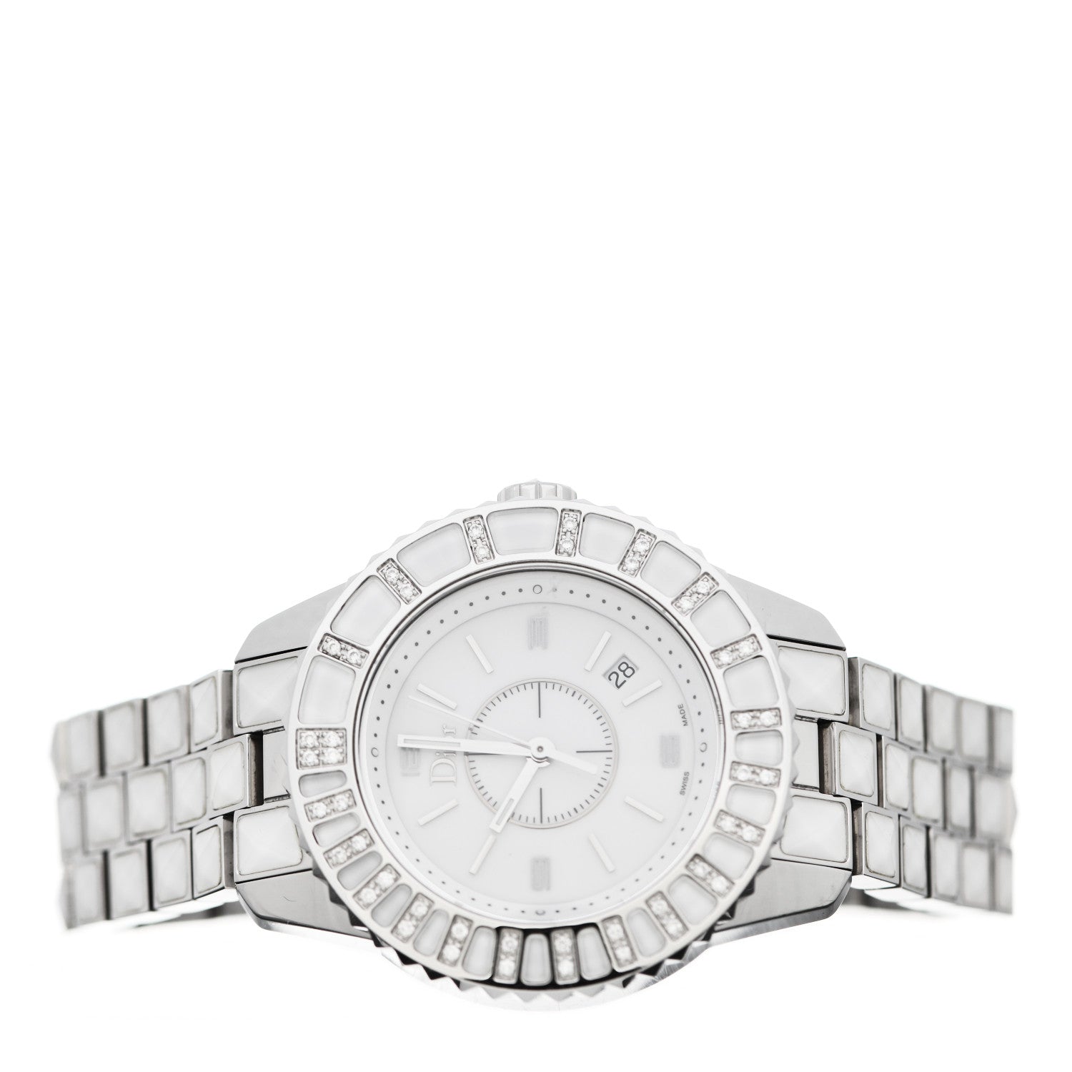 Christian Dior Stainless Steel Diamond Sapphire 33mm Christal Quartz Watch White 2 of 4