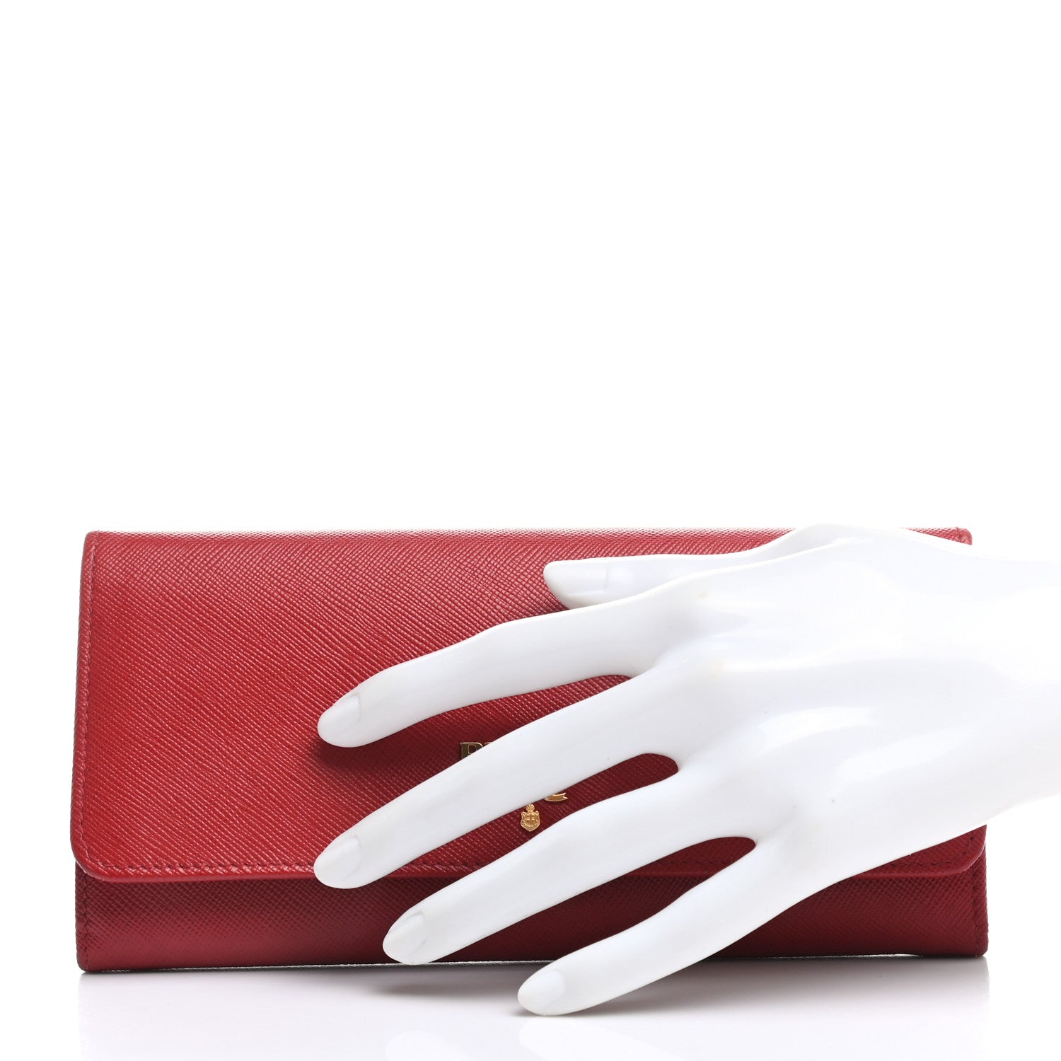 Prada Saffiano Metal Continental Flap Wallet Fuoco 3 of 12
