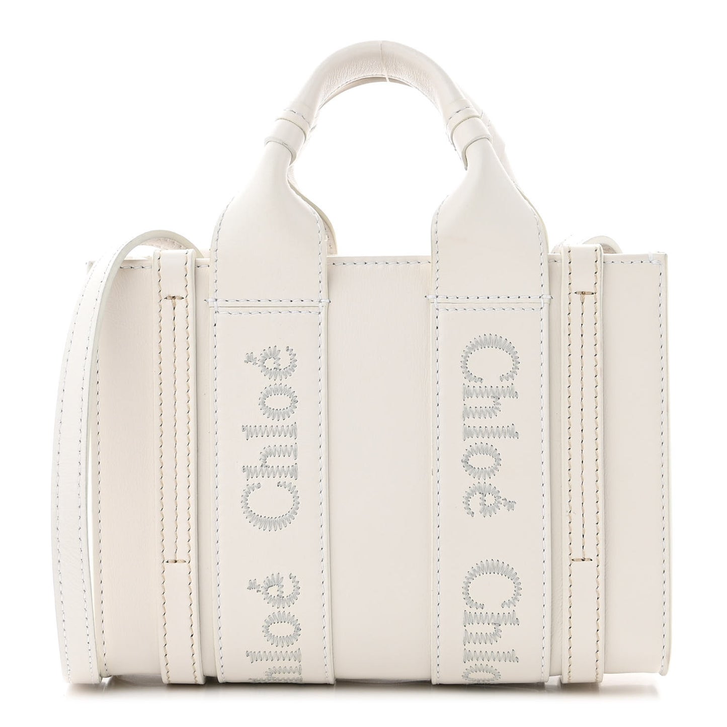 Calfskin Mini Woody Ribbon Tote White