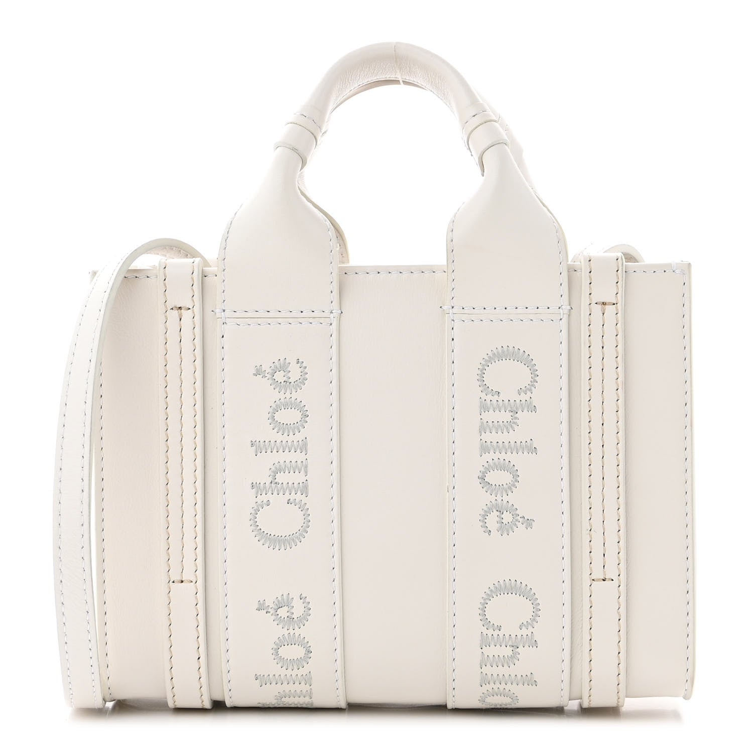 Chloe Calfskin Mini Woody Ribbon Tote White 1 of 10