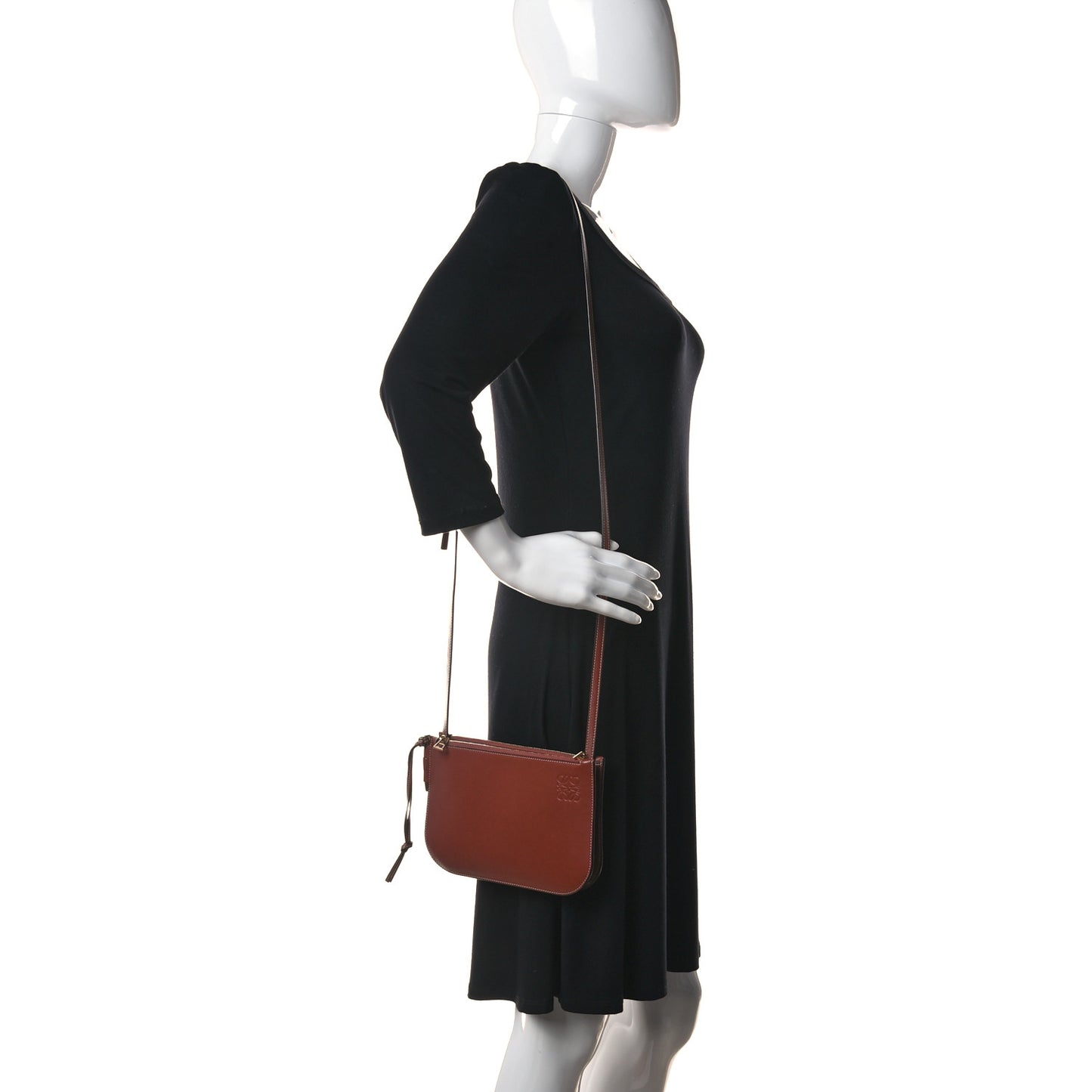 Calfskin Gate Double Zip Pouch Crossbody Brick