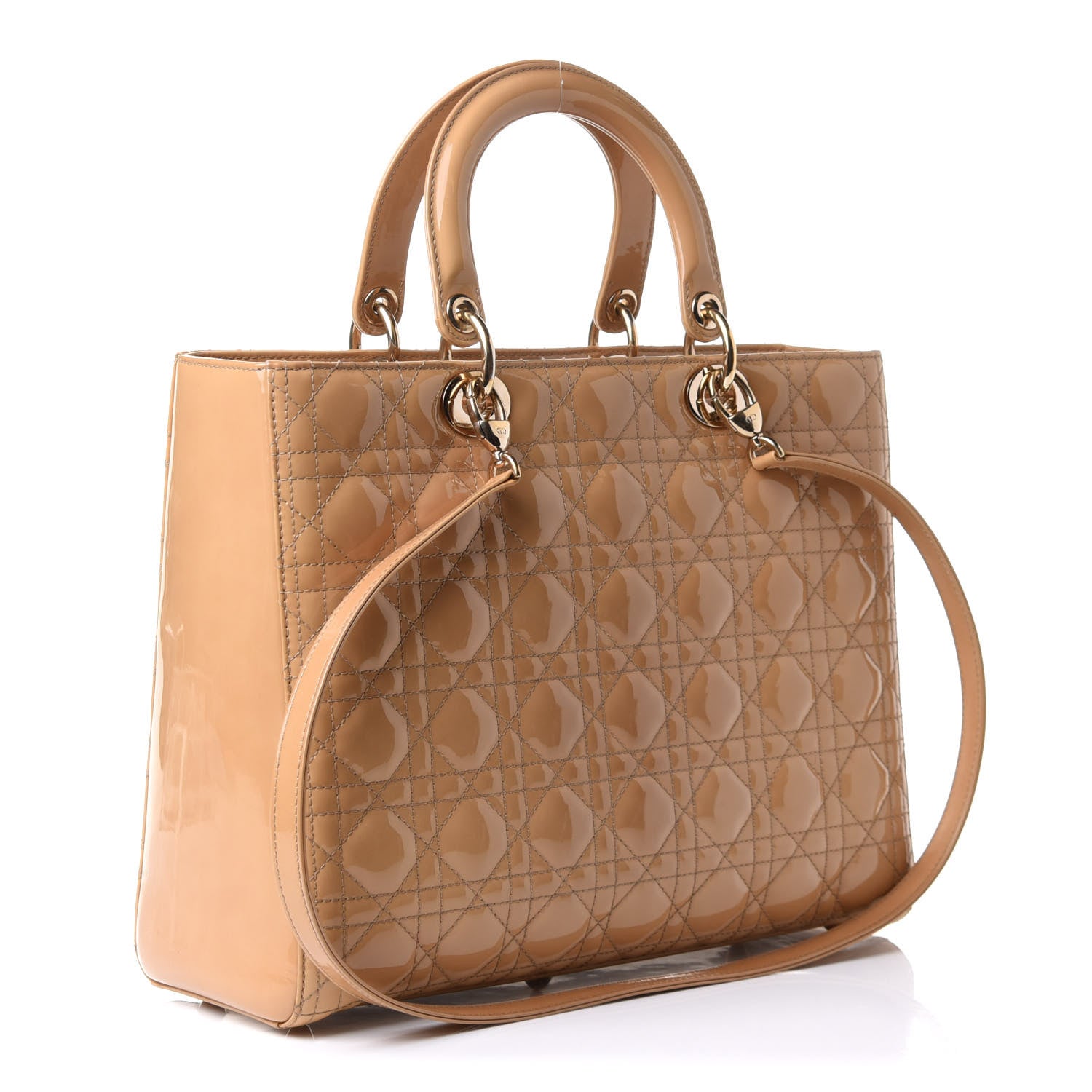 Christian Dior Patent Cannage Large Lady Dior Dark Beige 3 of 15