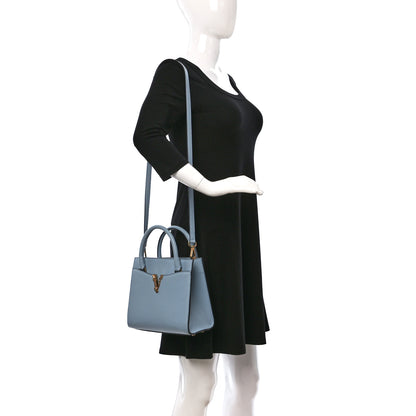 Versace Grainy Calfskin Virtus Top Handle Tote Light Blue 2 of 8