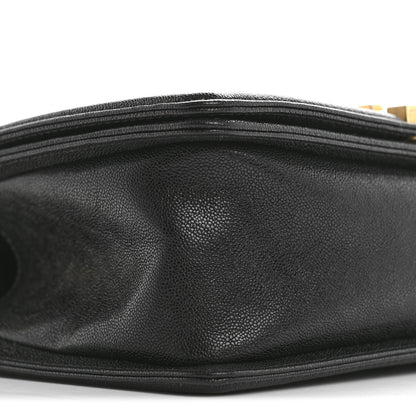 Chanel Caviar Chevron Quilted Medium Boy Flap Black 9 of 13