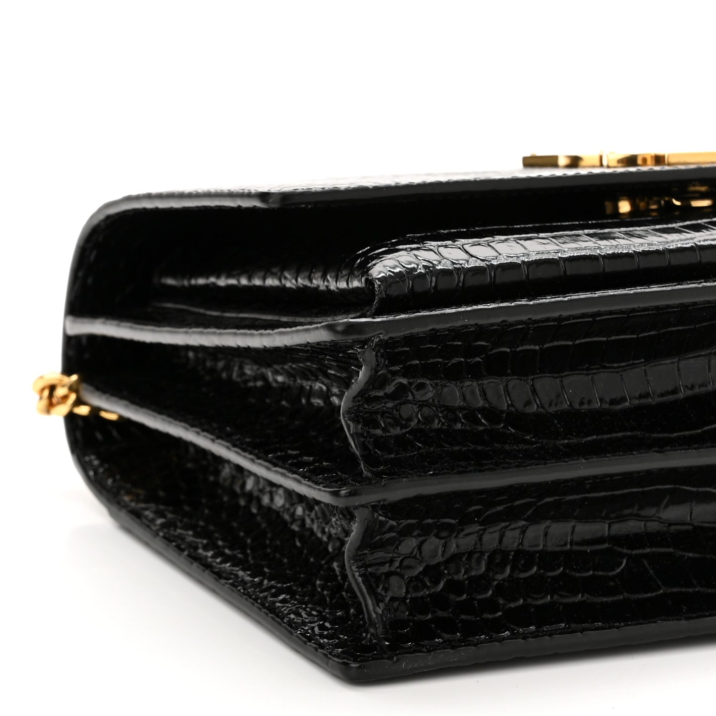 Calfskin Crocodile Embossed Medium Monogram Sunset Black