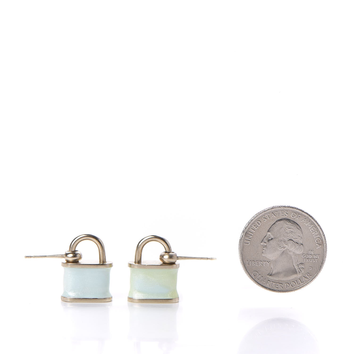 Chanel Resin Glitter Padlock CC Drop Earrings Blue Gold 2 of 3