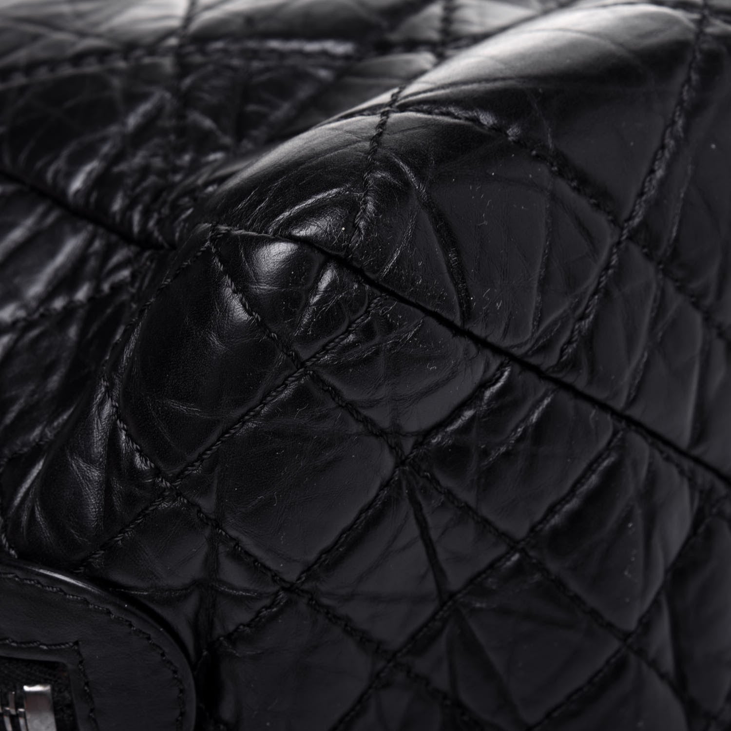 Chanel Aged Calfskin Quilted Large Secret Tag Bowling Bag Black 15 of 27