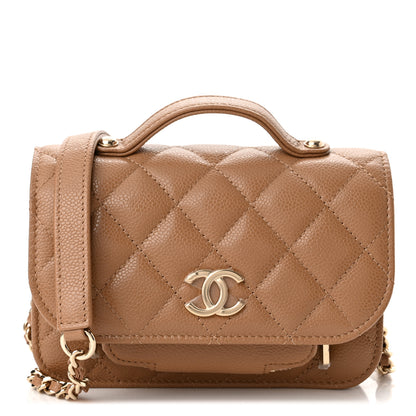 Chanel Caviar Quilted Business Affinity Clutch With Chain Flap Dark Beige 1 of 12