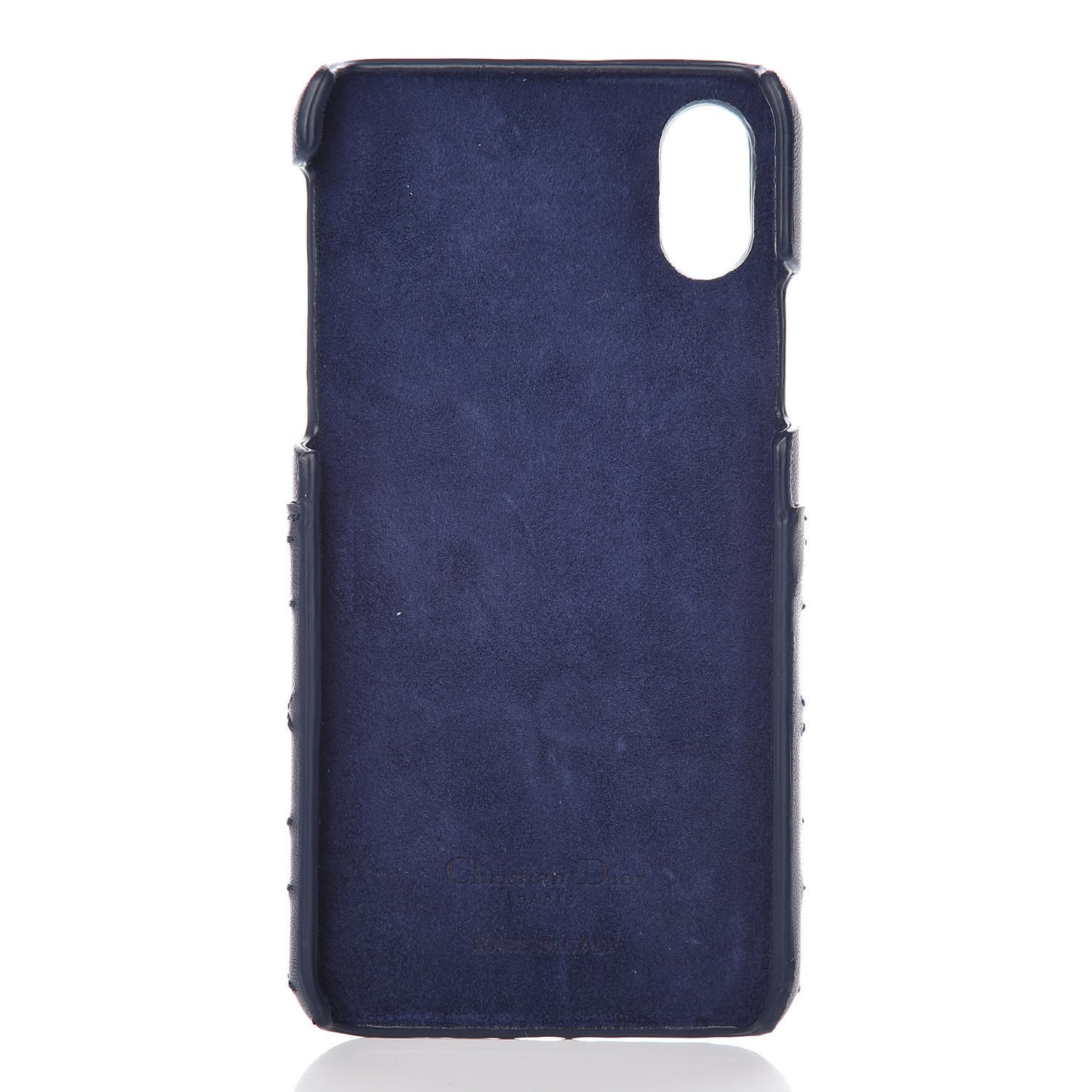Lambskin Cannage Lady Dior Tech iPhone X XS Case Blue Indigo
