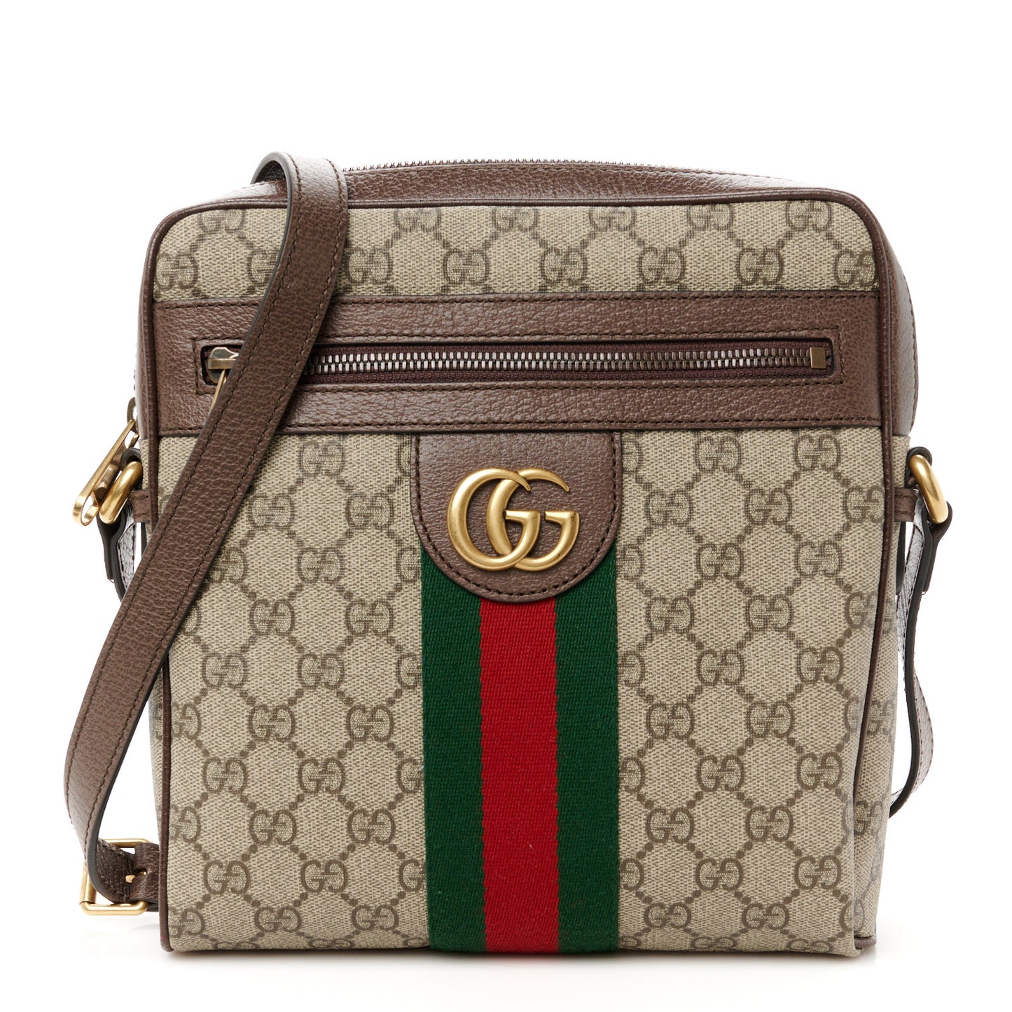 GG Supreme Monogram Web Small Ophidia Messenger Bag Brown