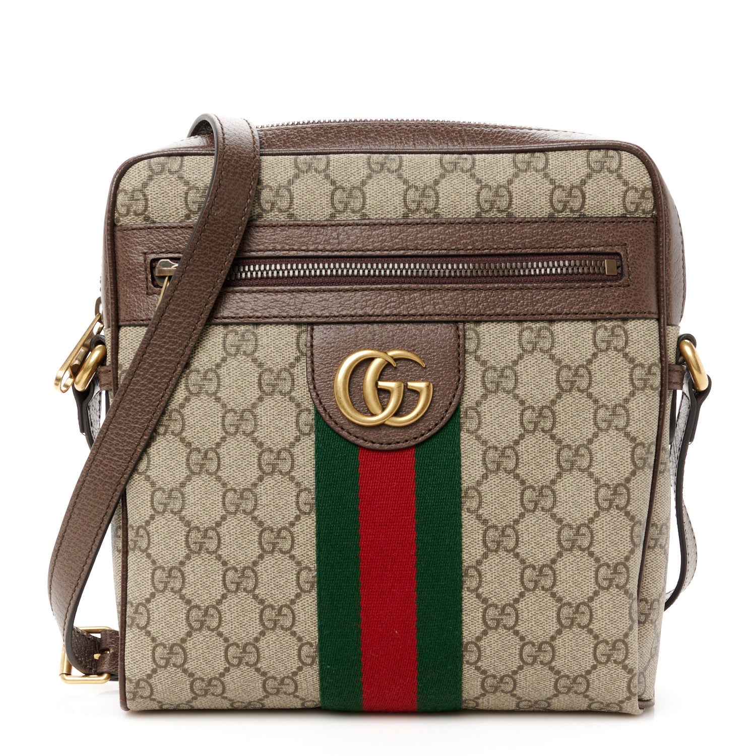 Gucci GG Supreme Monogram Web Small Ophidia Messenger Bag Brown 1 of 12