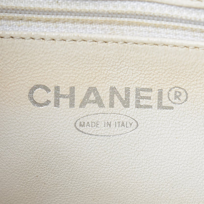 Chanel Patent Chocolate Bar Quilted Tote Beige Black 8 of 17
