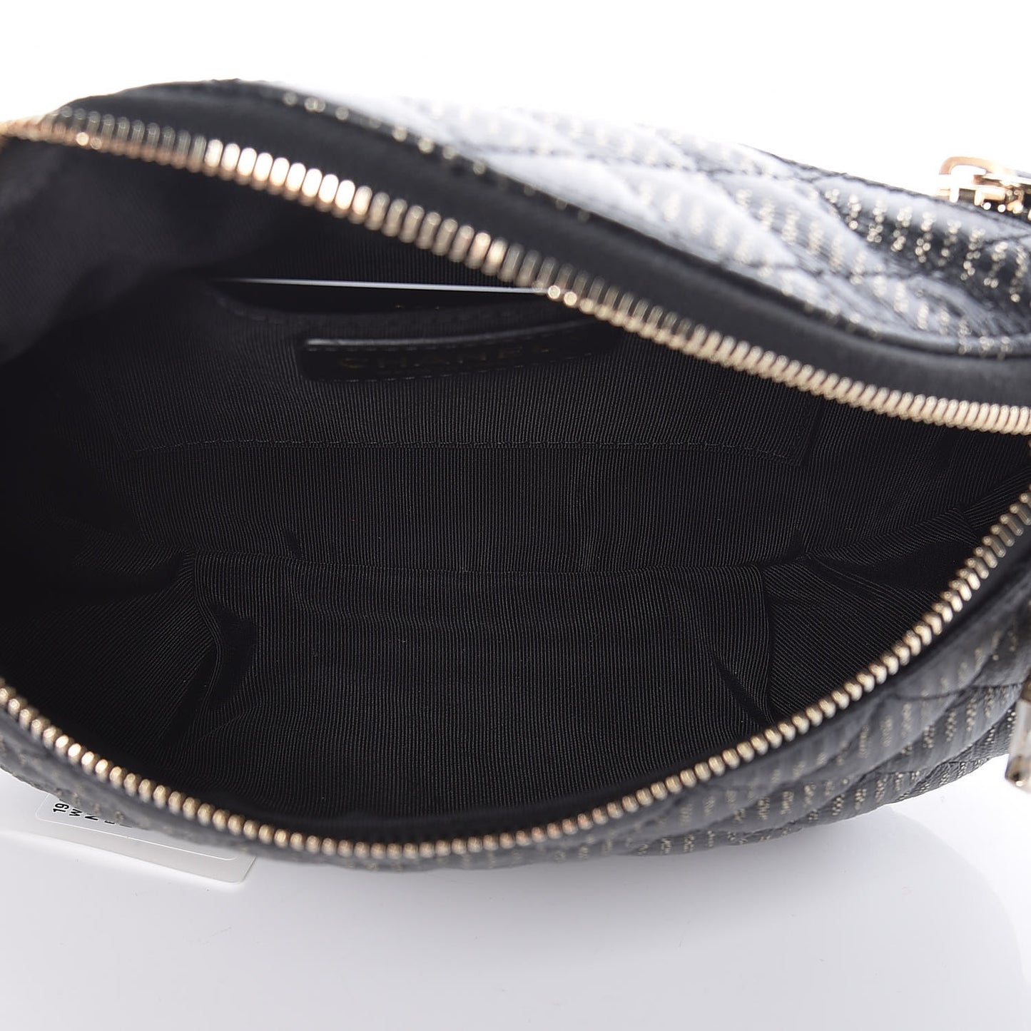 Calfskin Quilted Waist Bag Black Gold