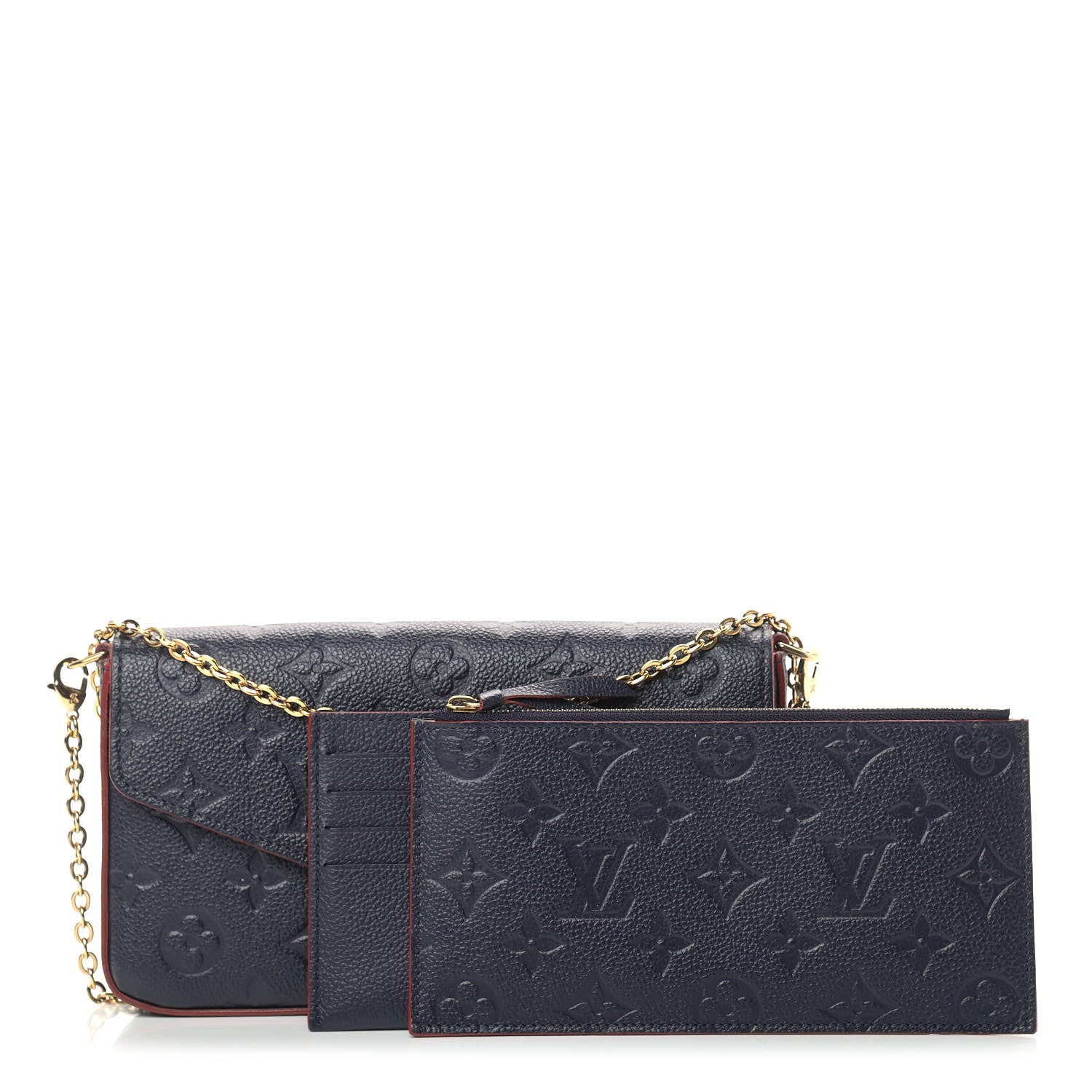 Louis Vuitton Empreinte Pochette Felicie Chain Wallet Marine Rouge 1 of 14