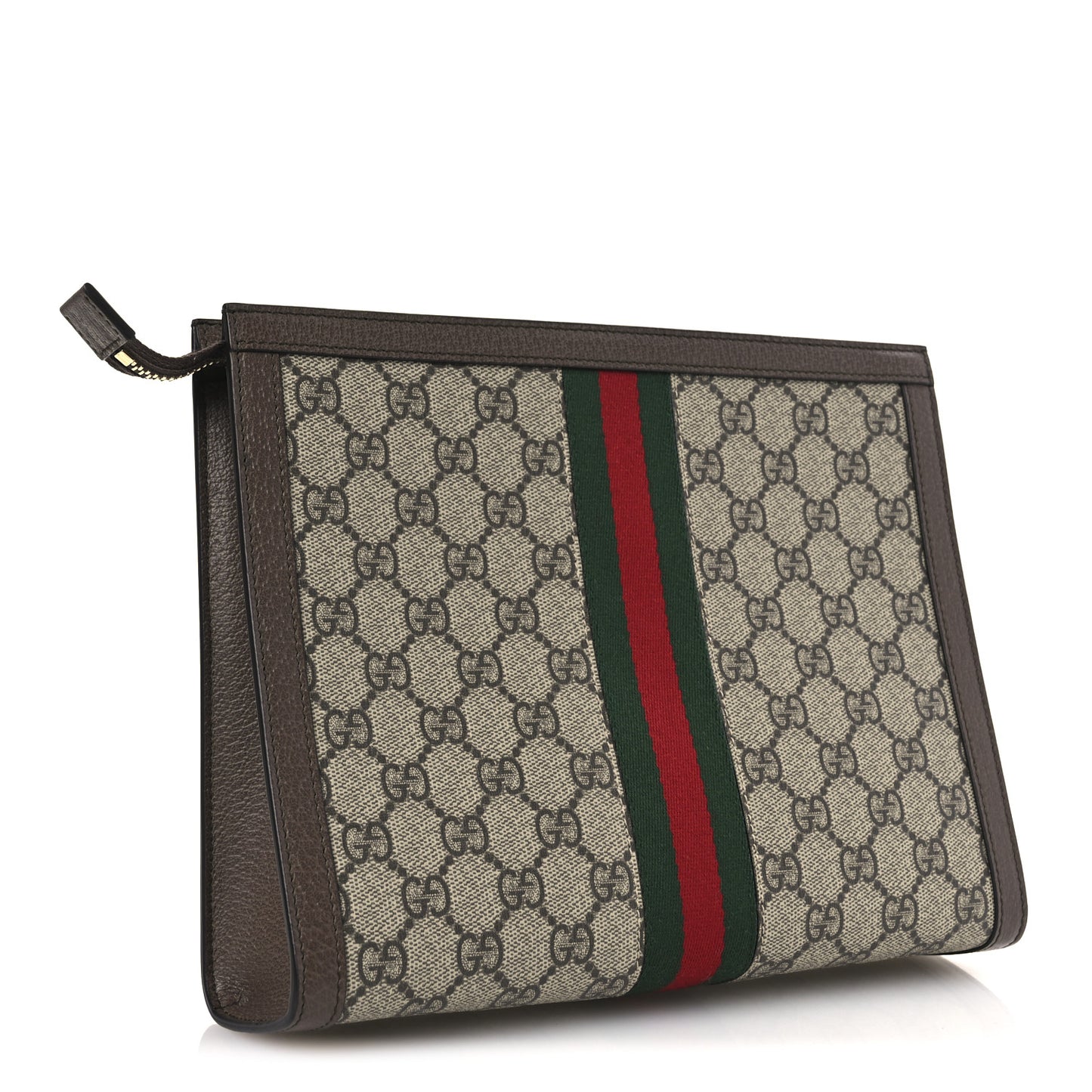 GG Supreme Monogram Web Ophidia Pouch Brown