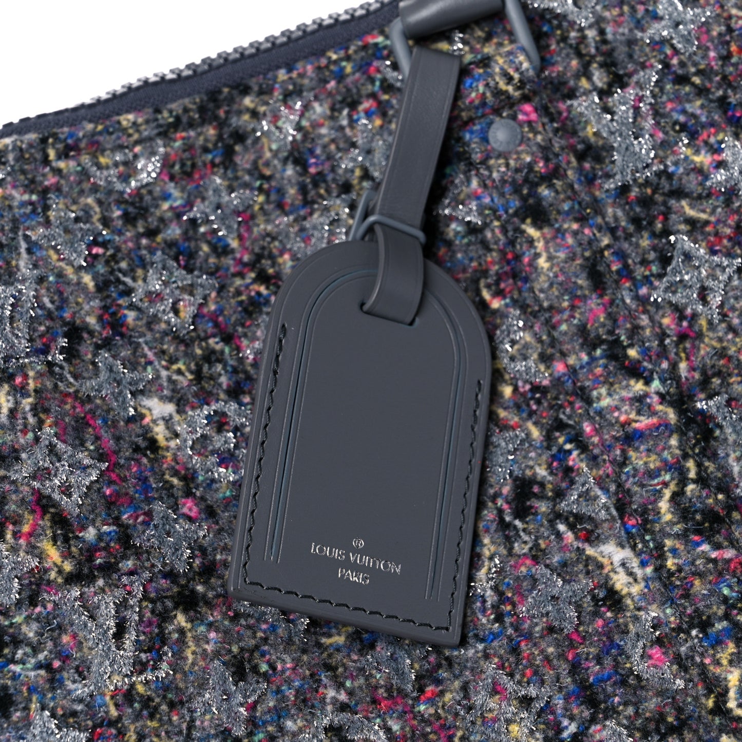 Wool Cotton Monogram Jacquard Embroidered LV Felt Keepall Bandouliere 50 Gris
