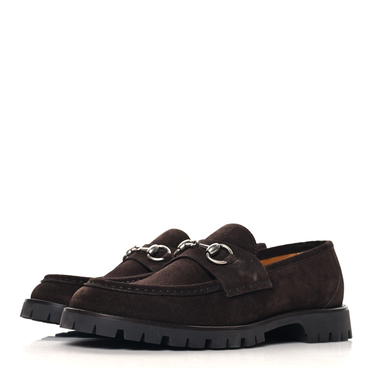 Gucci Suede Horsebit Mens Lug Loafers 8 Night Cocoa 4 of 10