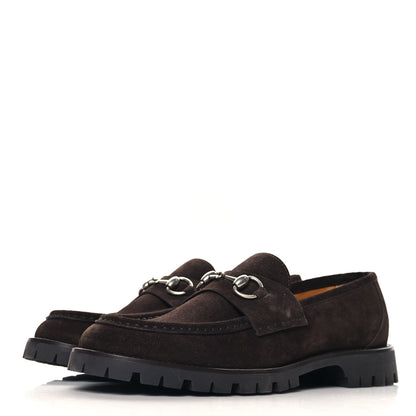 Gucci Suede Horsebit Mens Lug Loafers 8 Night Cocoa 4 of 10