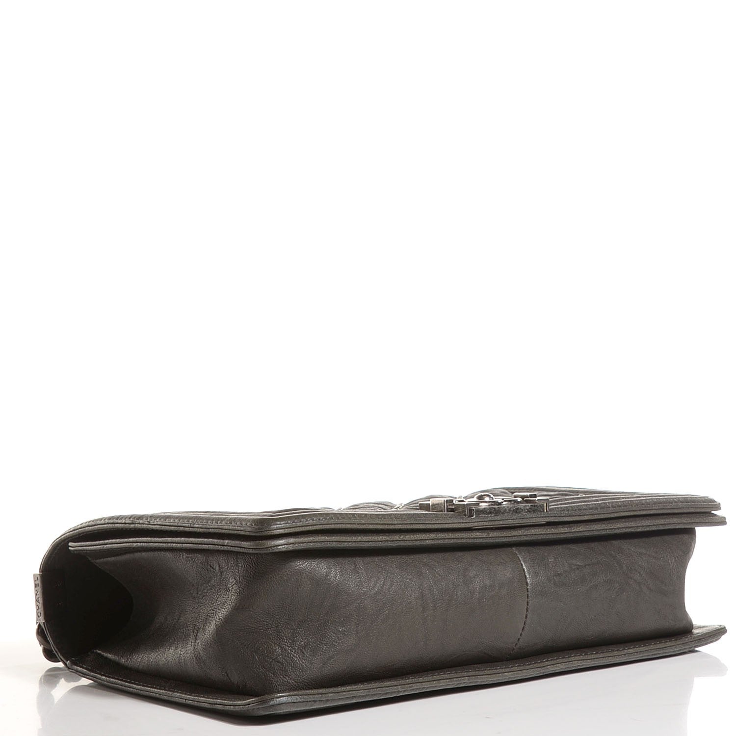 Chanel Crumpled Lambskin Large Studded Boy Flap Dark Gray 4 of 8