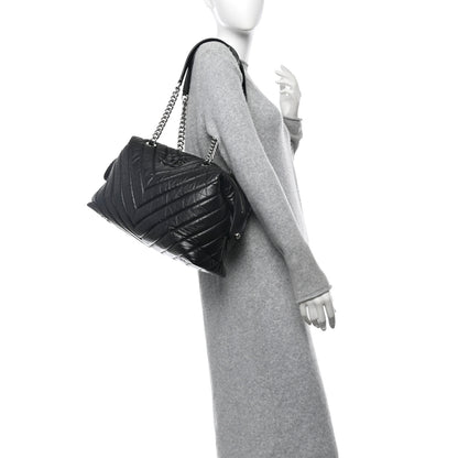 Chanel Aged Calfskin Chevron Quilted Bowling Bag Black 2 of 10