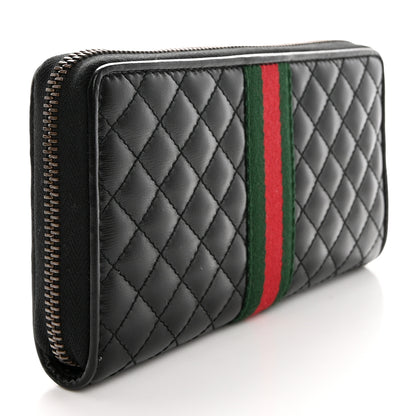 Gucci Calfskin Web Trapuntata GG Zip Around Wallet Black 3 of 10