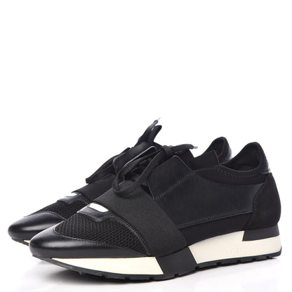 Balenciaga Mesh Calfskin Neoprene Suede Womens Race Runner Sneakers 39 Black 3 of 7
