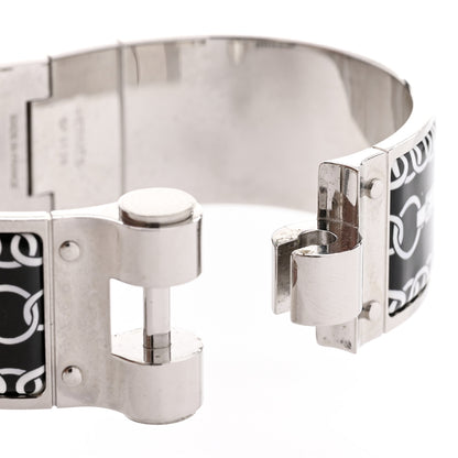 Hermes Enamel Printed Wide Balades Equestres Positif Negatif Hinged Bracelet S Black 6 of 6