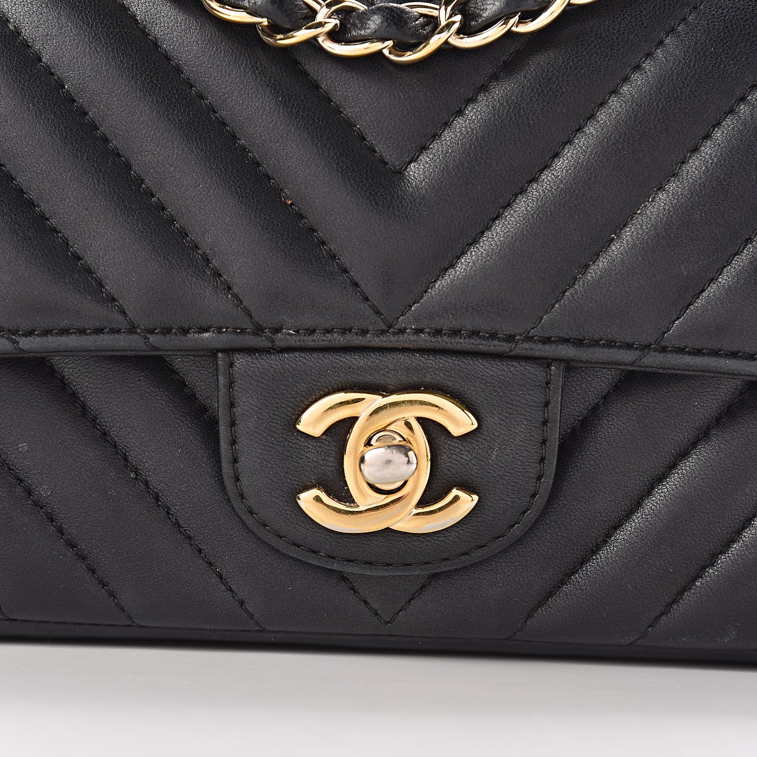 Chanel Lambskin Chevron Quilted Mini Rectangular Flap Black 13 of 15