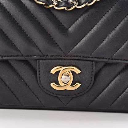 Chanel Lambskin Chevron Quilted Mini Rectangular Flap Black 13 of 15