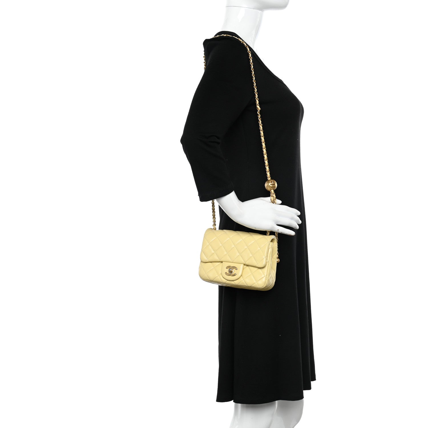 Chanel Lambskin Quilted Mini Pearl Crush Flap Yellow 2 of 12