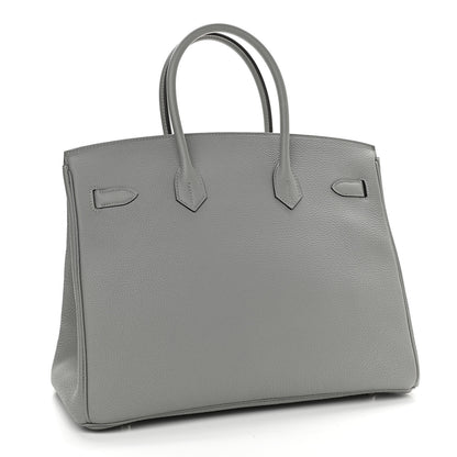 Hermes Togo Bi-Color Birkin 35 Gris Mouette Bleu Agate 3 of 12