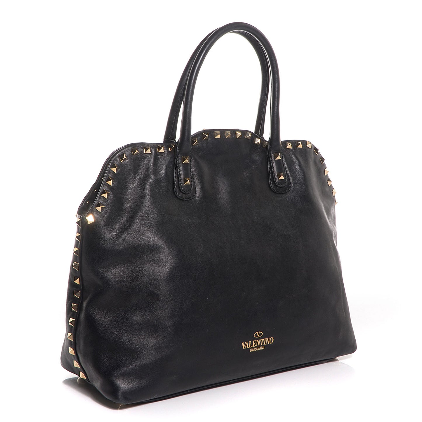 Vitello Rockstud Dome Satchel Black