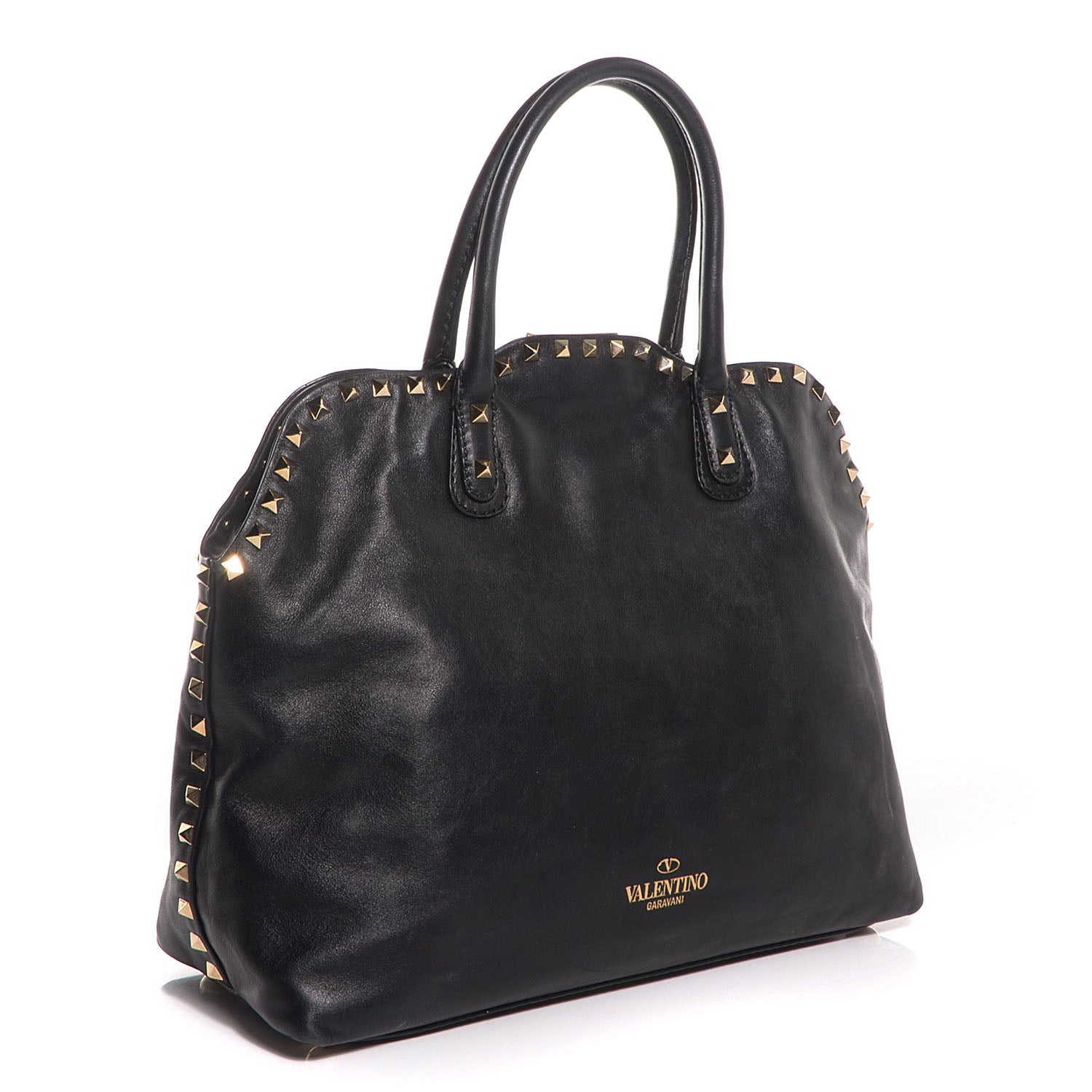 Valentino Garavani Vitello Rockstud Dome Satchel Black 4 of 11