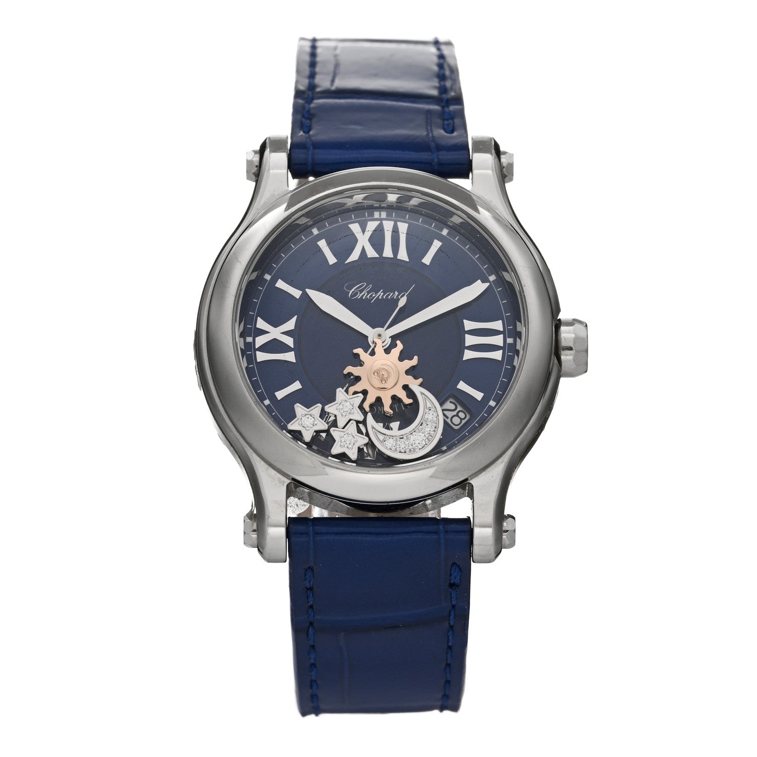 Chopard Stainless Steel Alligator Diamond 36mm Happy Sport Sun, Moon and Stars Automatic Watch 1 of 4
